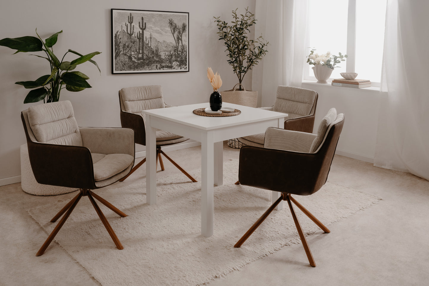 Finori Auszugtisch Coburg Eiche-Sonoma/Weiß/Artisan-Oak B/H/T 80-120 x 76 x 80 cm