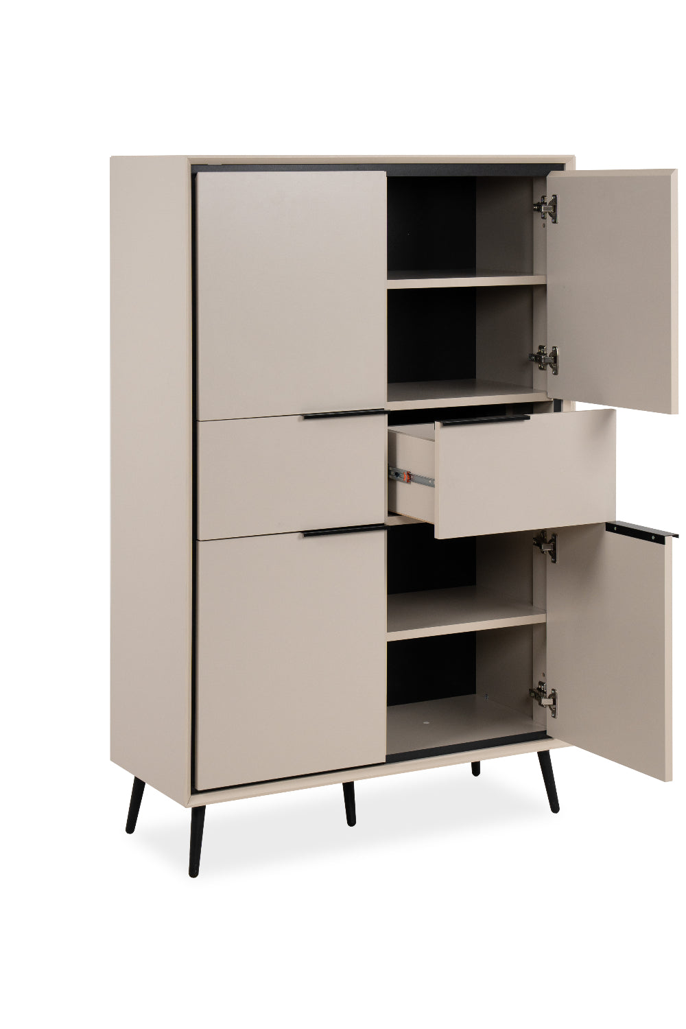 Finori Highboard mit Schubladen Arona Sand/Schwarz ca. B/H/T 90 x 140 x 38 cm