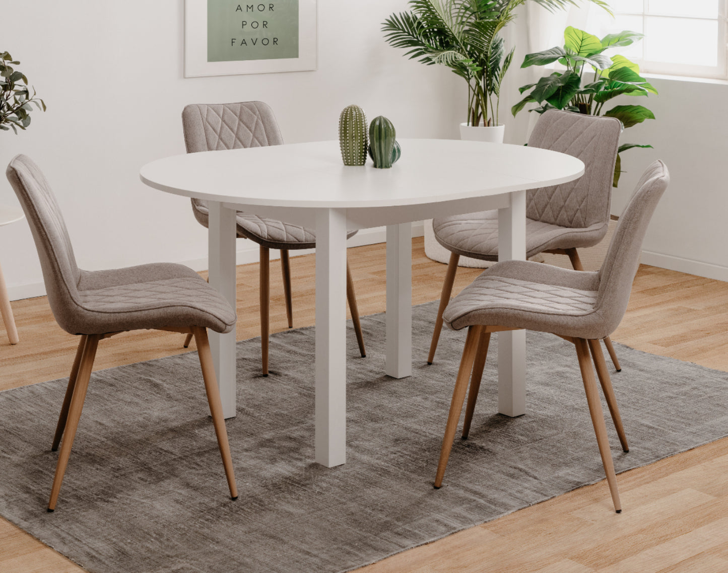 Finori Auszugtisch Coburg Rund Eiche-Sonoma/Weiß/Artisan-Oak B/H/T 100-140 x 76 x 100 cm
