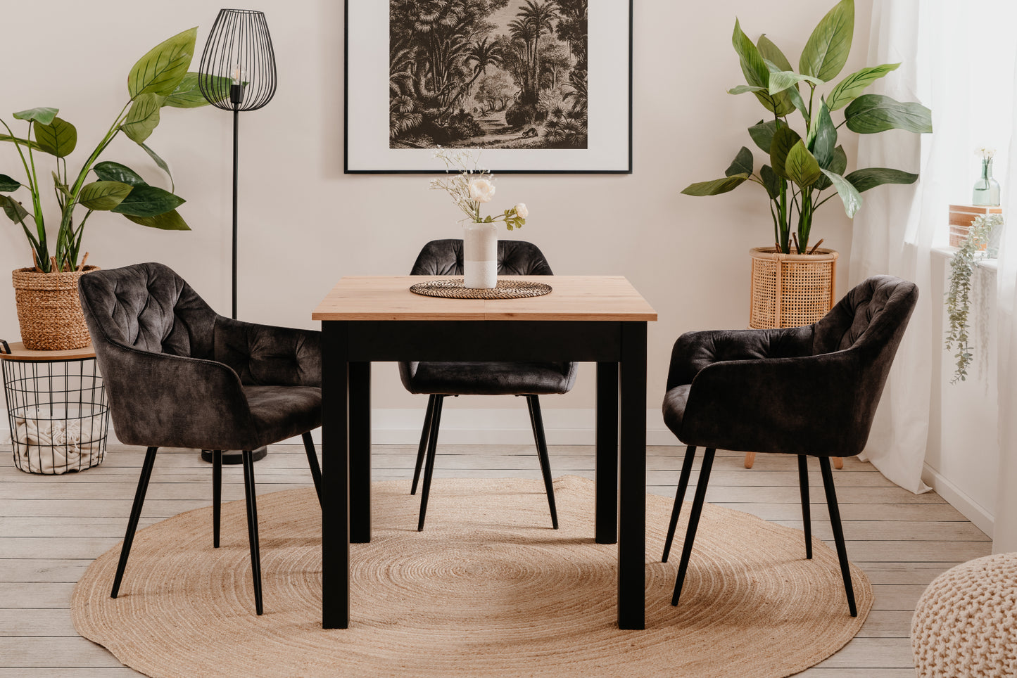 Finori Auszugtisch Coburg Eiche-Sonoma/Weiß/Artisan-Oak B/H/T 80-120 x 76 x 80 cm