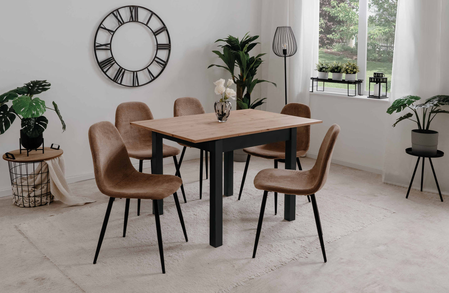 Finori Auszugtisch Coburg Eiche-Sonoma/Weiß/Artisan-Oak B/H/T 80-120 x 76 x 80 cm
