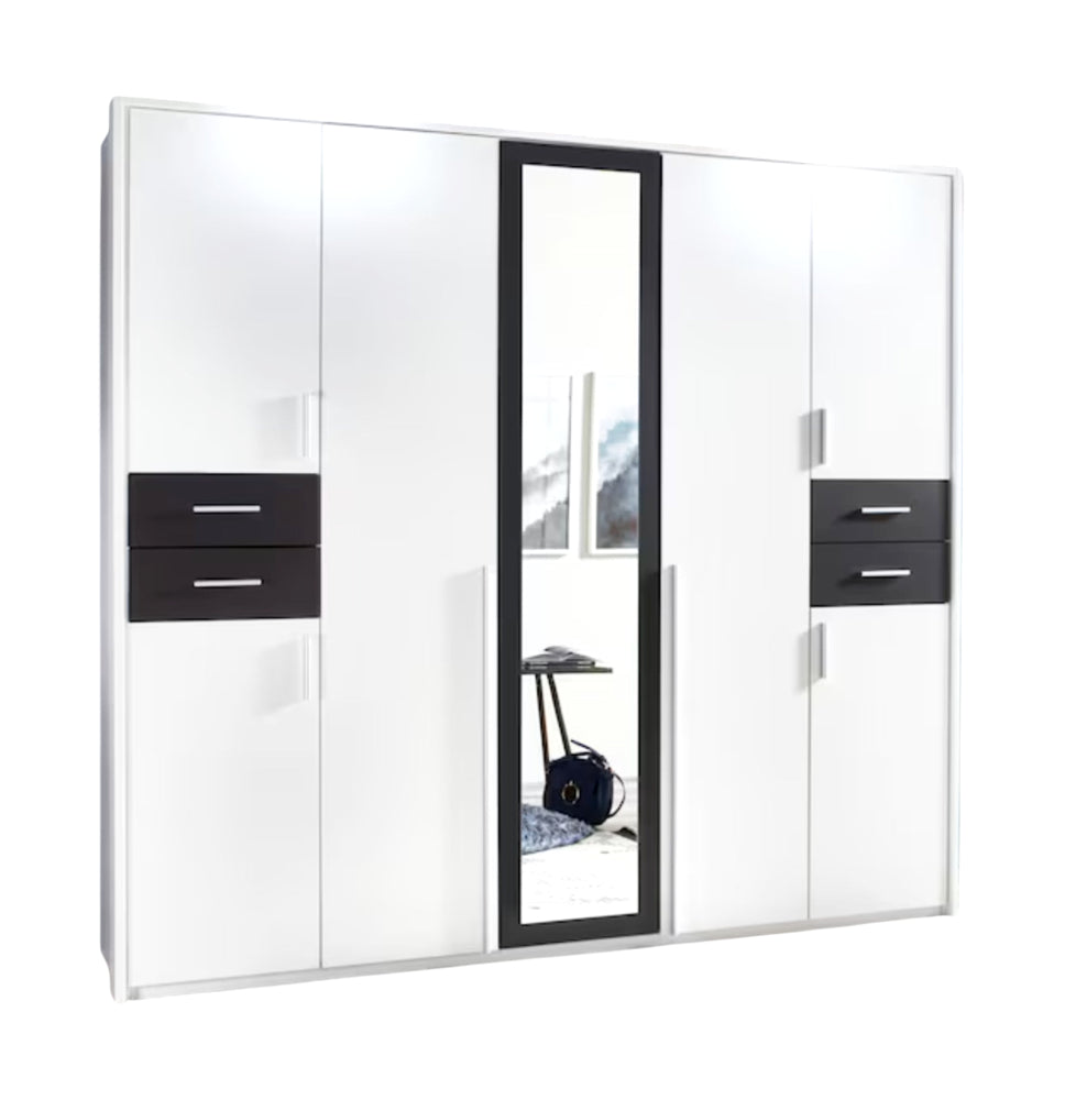 Drehtürenschrank Vegas mit Spiegel und Schubladen B/H/T 180/225/270/313 x 208 x 58 cm