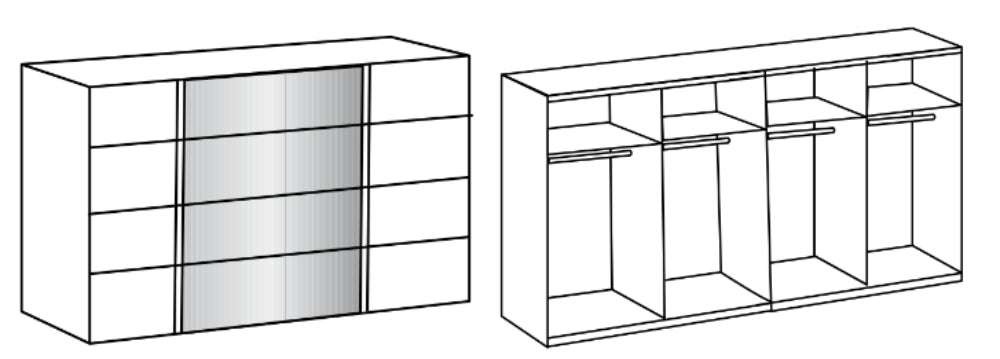 Schwebetürenschrank Bern mit Spiegeltür B/H/T ca. 270/313/360 x 236 x 64 cm