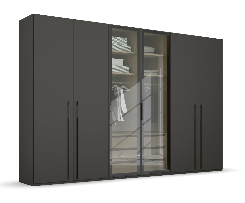 Drehtürenschrank Skat Shine mit Transparenten Grauglas Höhe 223 cm - Ausstattung Basic oder Premium