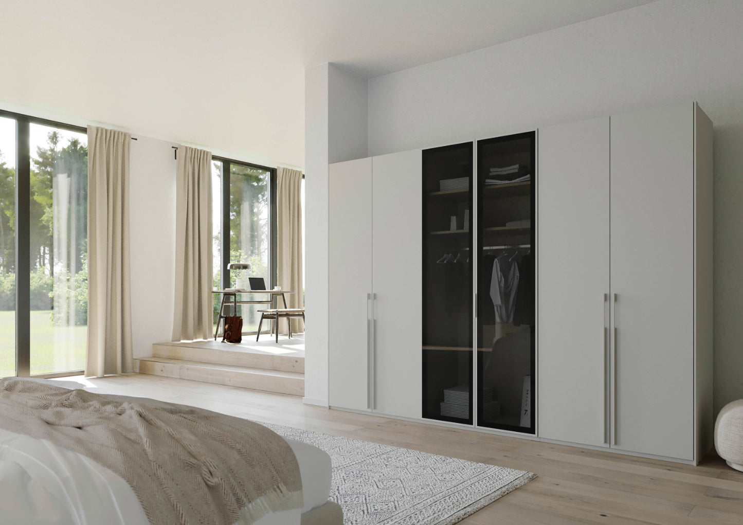 Drehtürenschrank Skat Shine mit Transparenten Grauglas Höhe 223 cm - Ausstattung Basic oder Premium