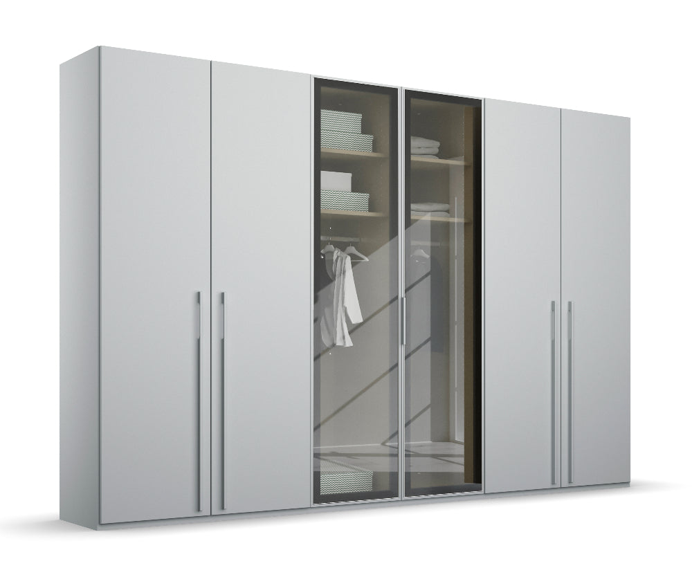 Drehtürenschrank Skat Shine mit Transparenten Grauglas Höhe 223 cm - Ausstattung Basic oder Premium