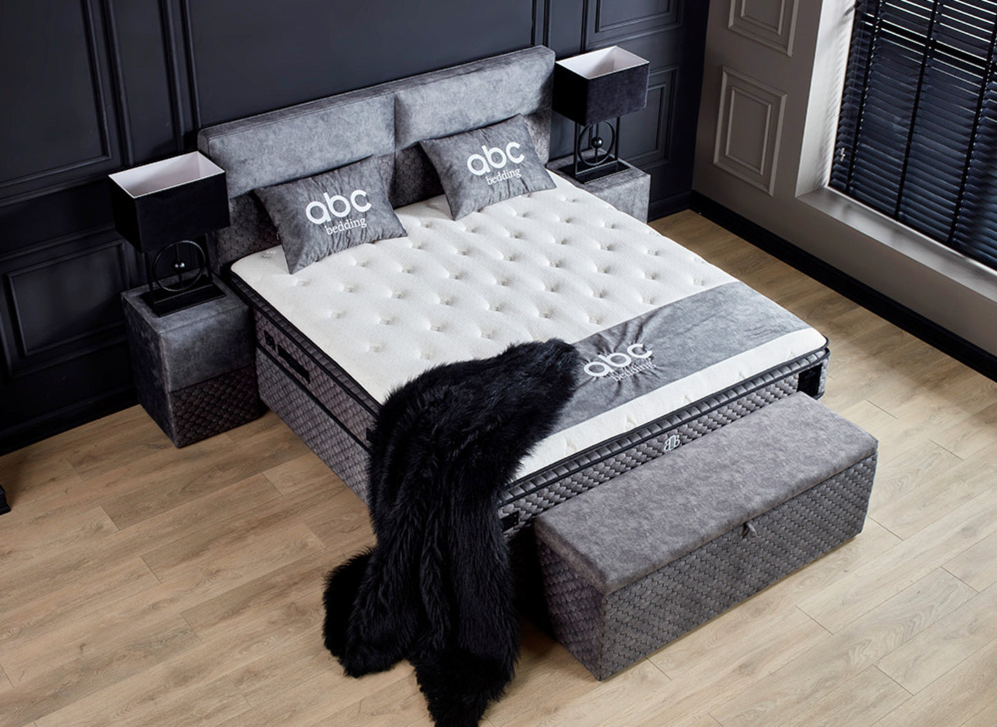 Boxspringbett Babylon Dunkelgrau/Anthrazit Voll-orthopädisches Komfortbett mit Bettkasten, Stauraum, inkl. kostenlose Lieferung und Montage