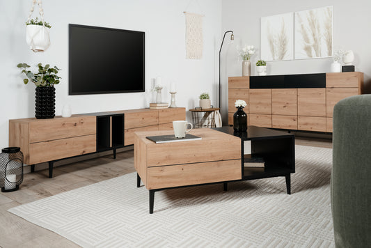 Wohnzimmer-Set Finori Nola Artisan-Oak/Schwarz 3-teilig