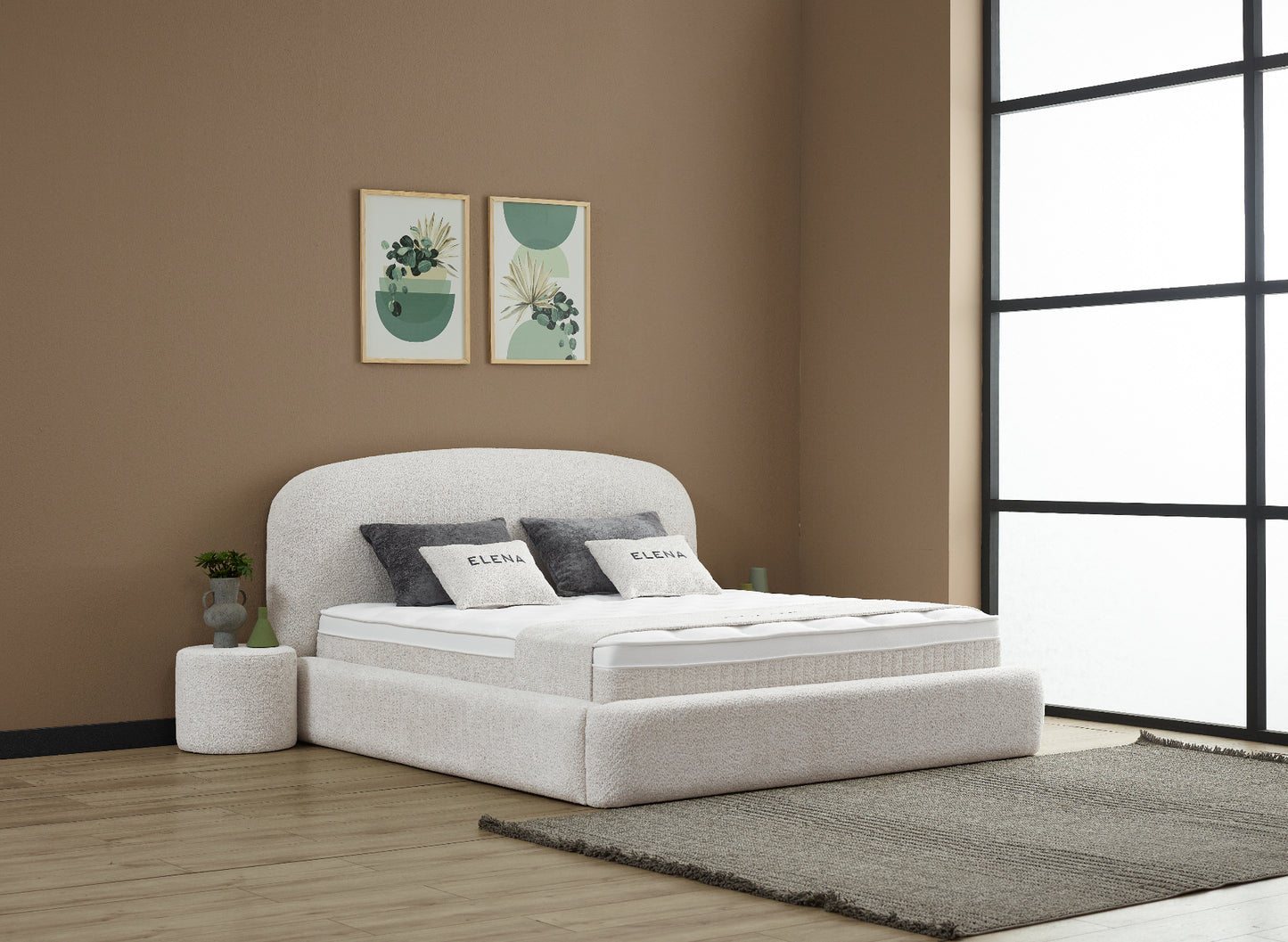 Boxspringbett Elena Cremeweiß Voll-orthopädisches Komfortbett mit Bettkasten, Stauraum, inkl. kostenlose Lieferung und Montage