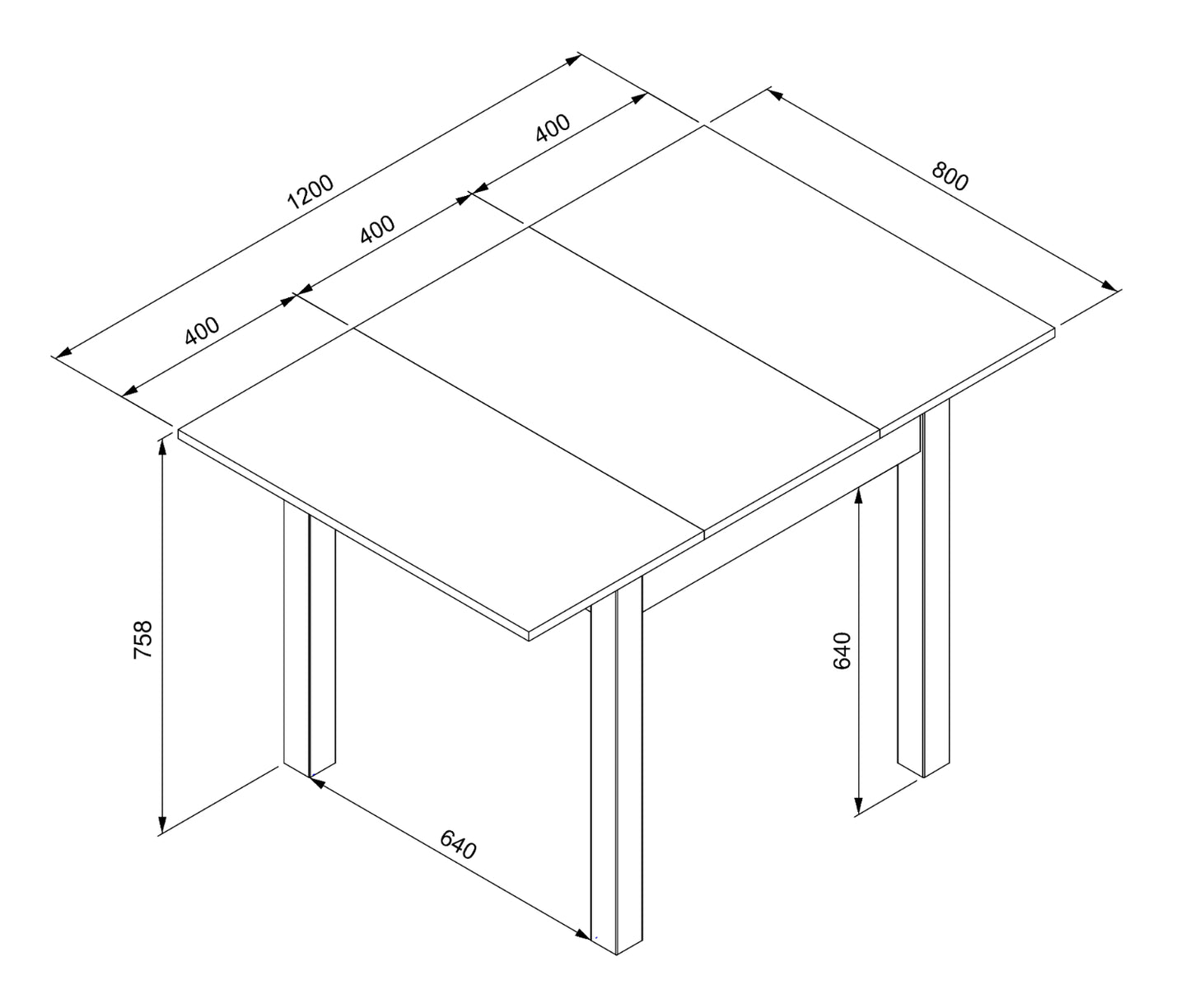 Finori Auszugtisch Coburg Eiche-Sonoma/Weiß/Artisan-Oak B/H/T 80-120 x 76 x 80 cm