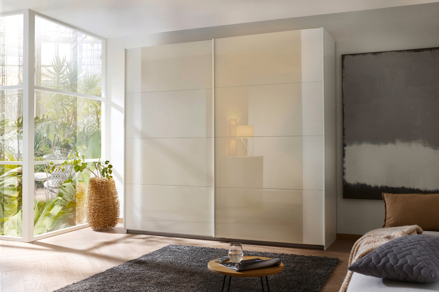 Schwebetürenschrank Artemis 2-türig Farbglastüren B/H/T 225 x 210 x 62 cm