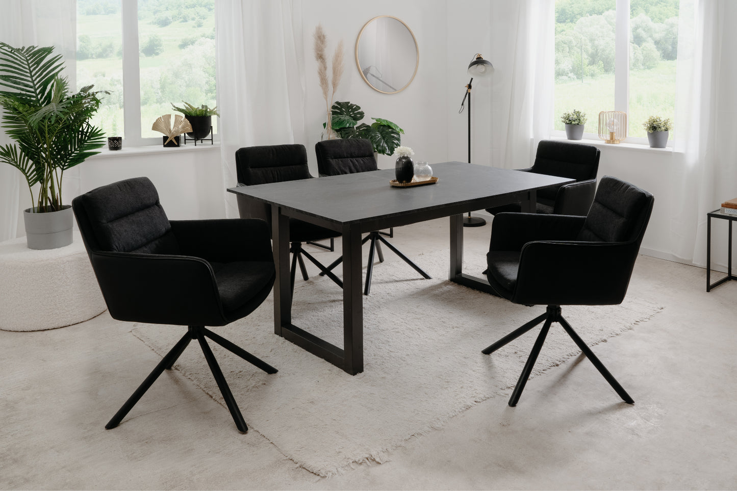 Finori Polsterstuhl Logan 70A mit Armlehnen drehbar Cord Beige/Anthrazit B/H/T ca. 59 x 88 x 63 cm