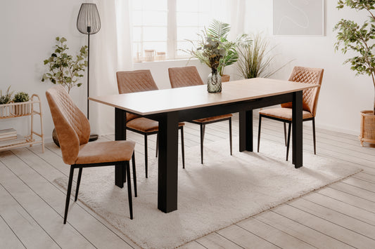Finori Auszugtisch Birmingham Weiß/Artisan-Oak/Schwarz B/H/T 165-200 x 75 x 80 cm