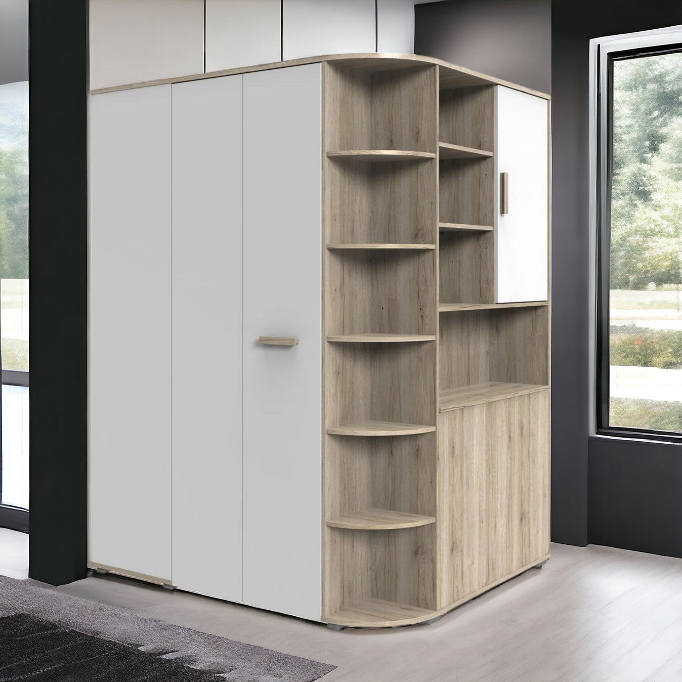 Wimex Kinder Kleiderschrank/Eckschrank Cariba mit Bettkasten begehbar B/H/T ca. 124 x 199 x 148 cm