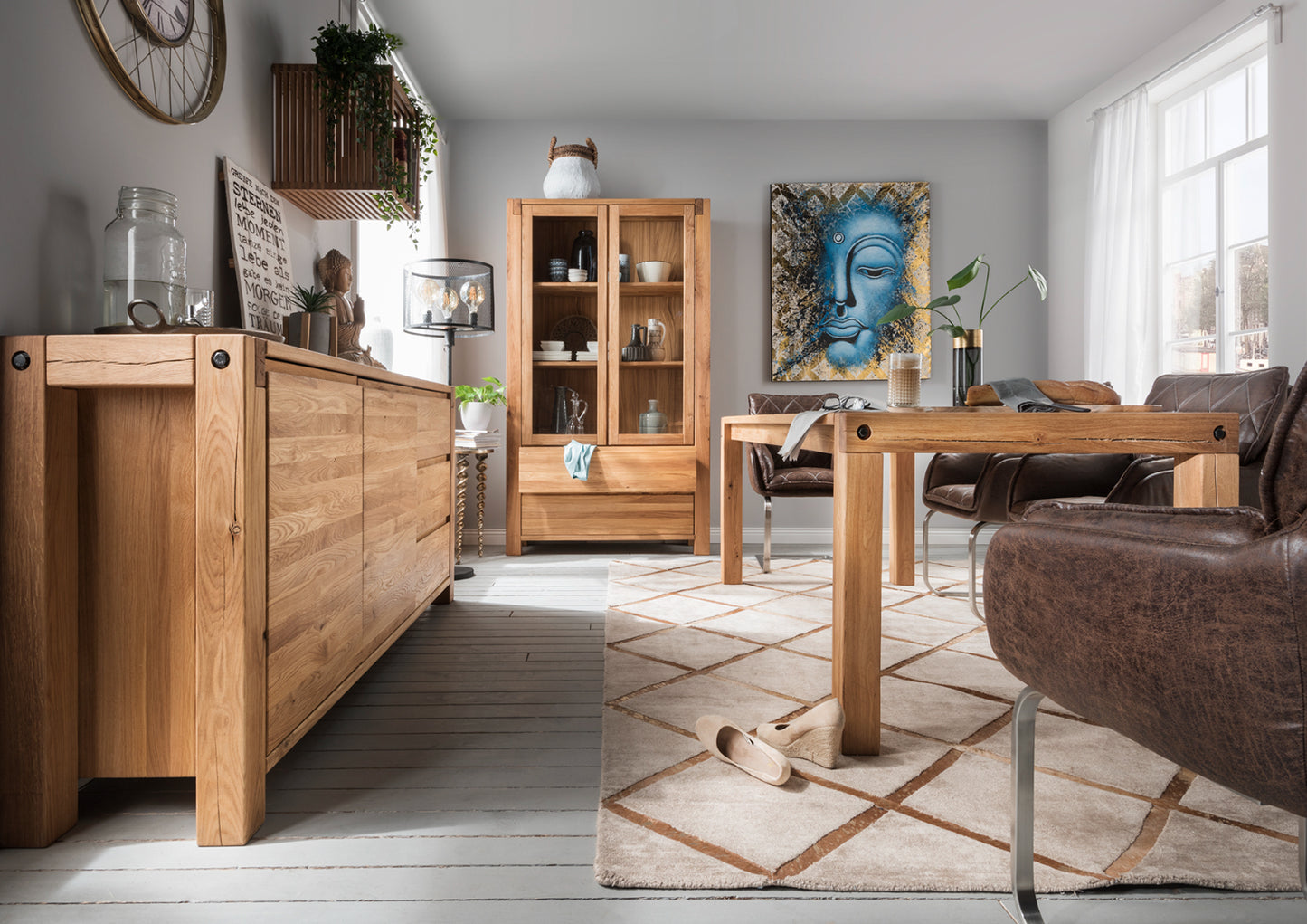 TPT Esstisch Woodstock Eiche massiv geölt, ca. B/H/T 160/180/200/220 x 76 x 90 cm