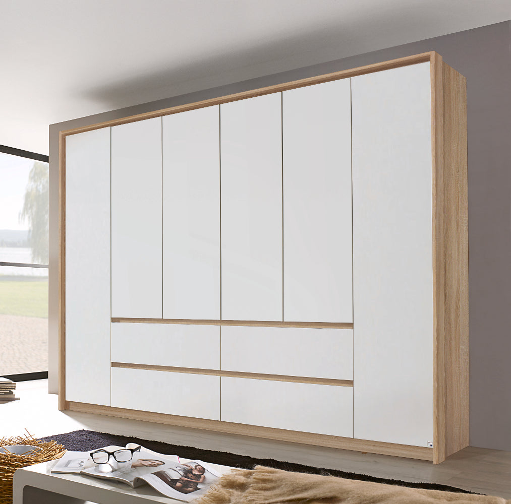 Drehtürenschrank Mainz 6-türig mit 4 Schubladen B/H/T ca. 270 x 210 x 54 cm