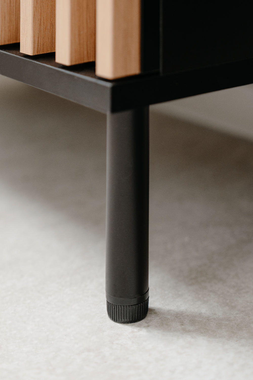 Wohnzimmer-Set Finori Monza Schwarz/Artisan-Oak mit Lamelenelemente 4-teilig