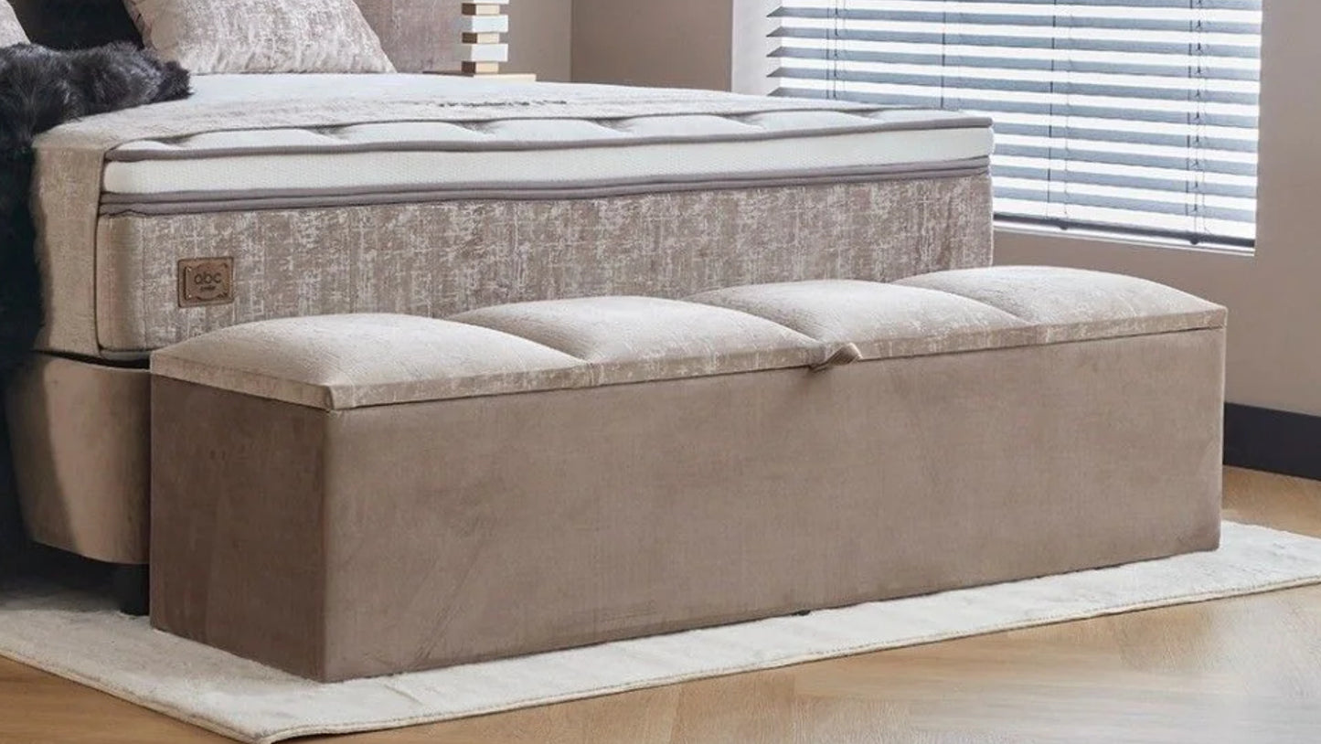 Boxspringbett Callisto Beige Voll-orthopädisches Komfortbett mit Bettkasten, Stauraum, inkl. kostenlose Lieferung und Montage