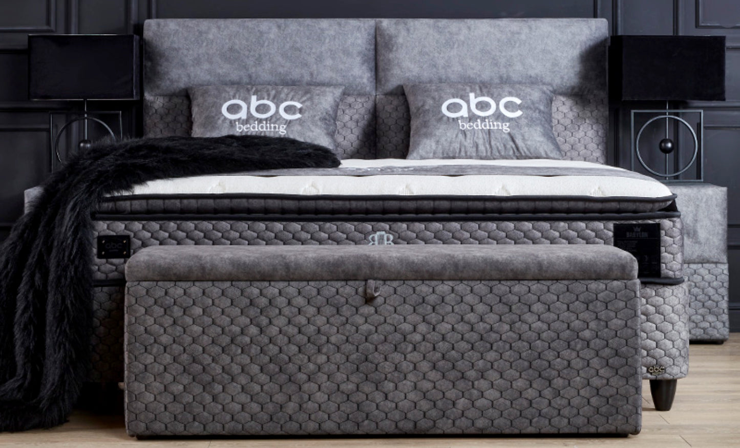 Boxspringbett Babylon Dunkelgrau/Anthrazit Voll-orthopädisches Komfortbett mit Bettkasten, Stauraum, inkl. kostenlose Lieferung und Montage