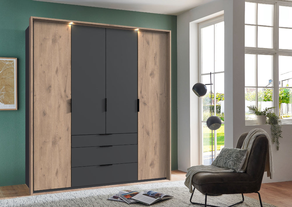 Drehtürenschrank Burgos mit Schubladen B/H/T ca. 200/250/300 x 216 x 58 cm