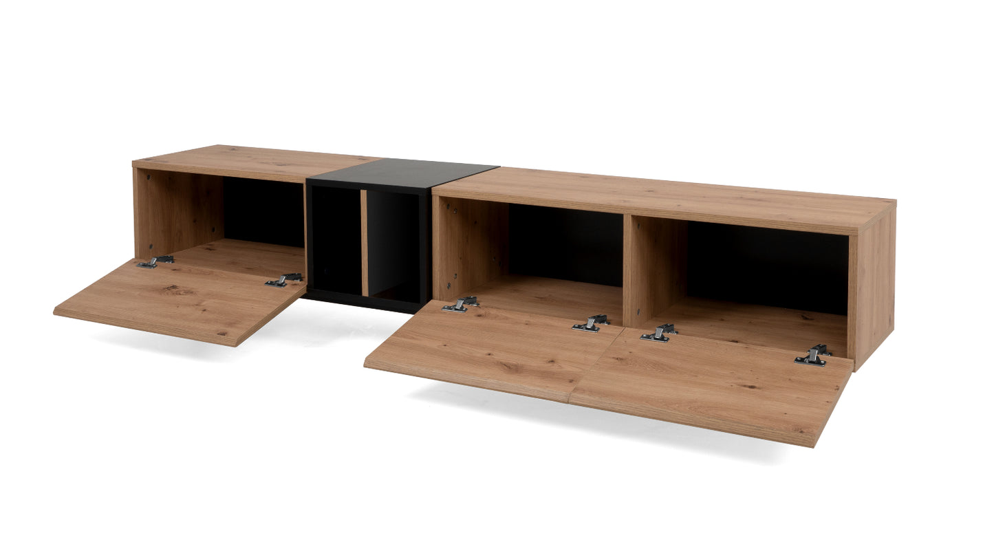 Wohnzimmer-Set Finori Nola Artisan-Oak/Schwarz 4-teilig