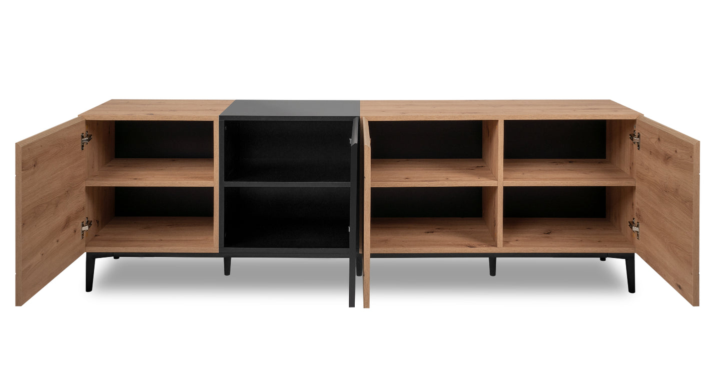 Wohnzimmer-Set Finori Nola Artisan-Oak/Schwarz 4-teilig