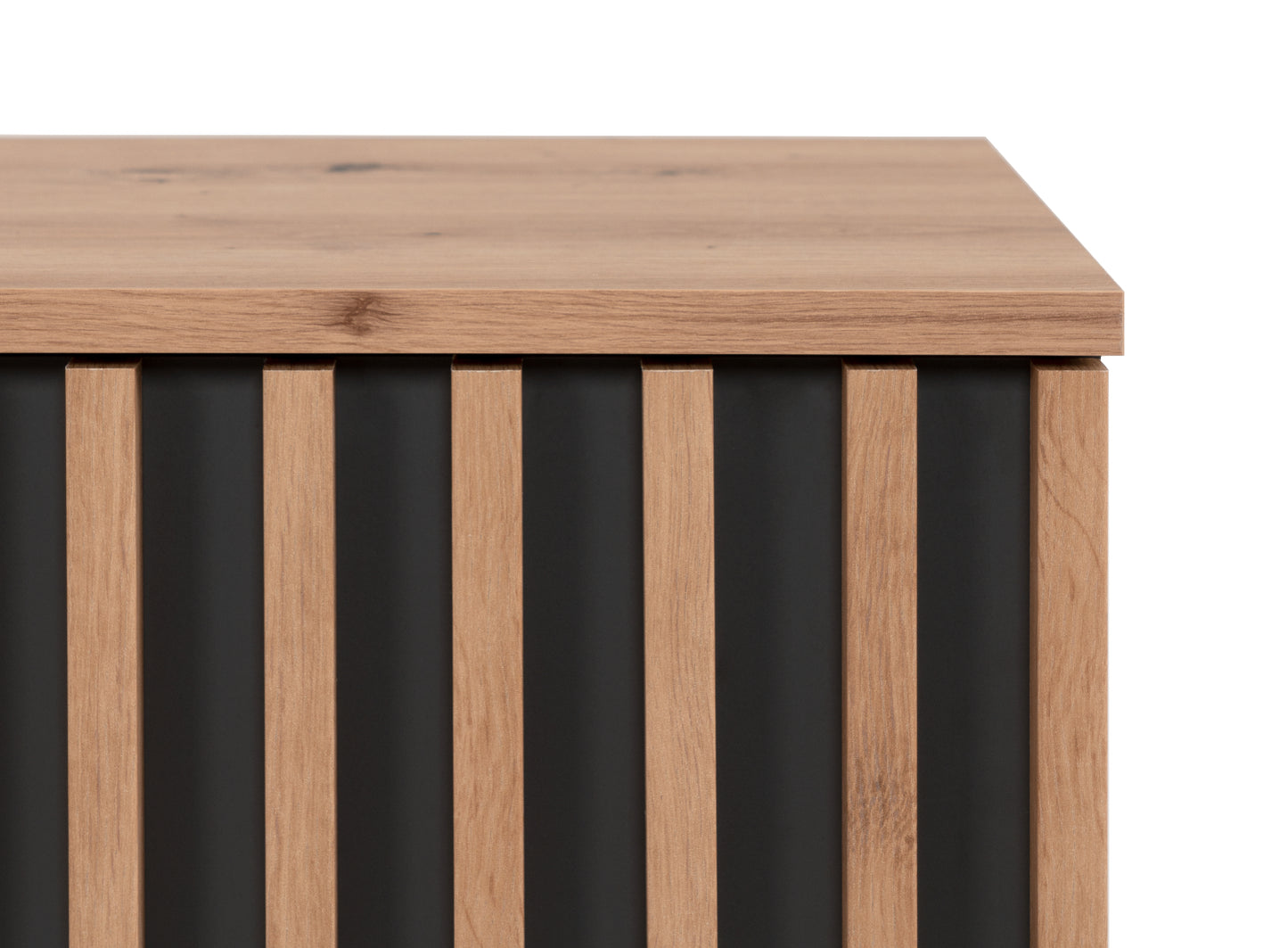 Wohnzimmer-Set Finori Medan Artisan-Oak/Anthrazit mit Lamelenelementen 4-teilig