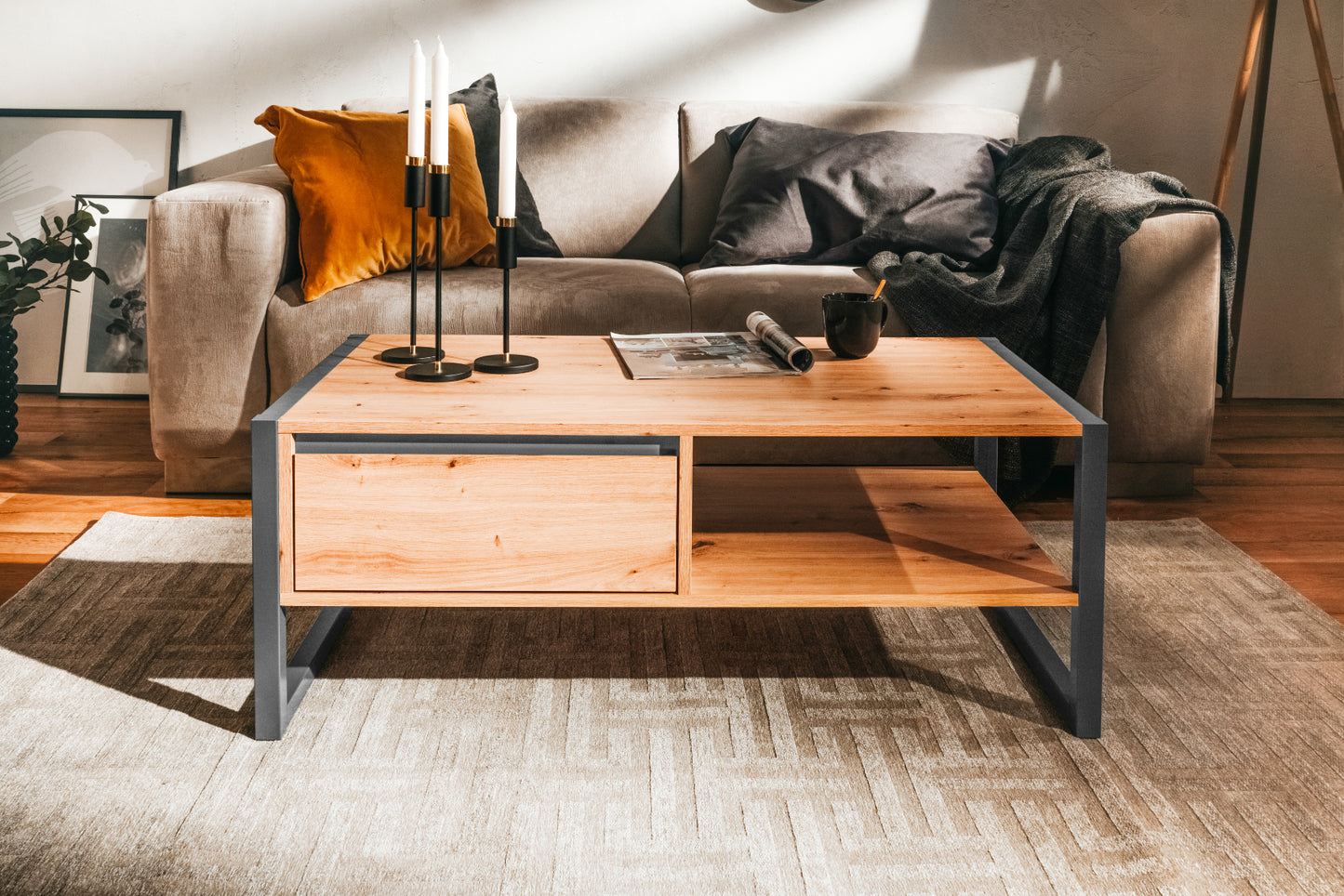 Wohnzimmer-Set Finori Denver Artisan-Oak/Anthrazit 3-teilig
