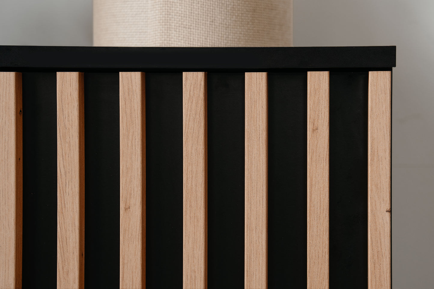 Wohnzimmer-Set Finori Monza Schwarz/Artisan-Oak mit Lamelenelemente 4-teilig