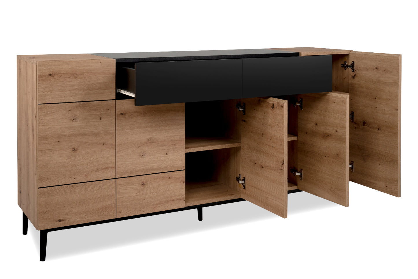 Wohnzimmer-Set Finori Nola Artisan-Oak/Schwarz 3-teilig