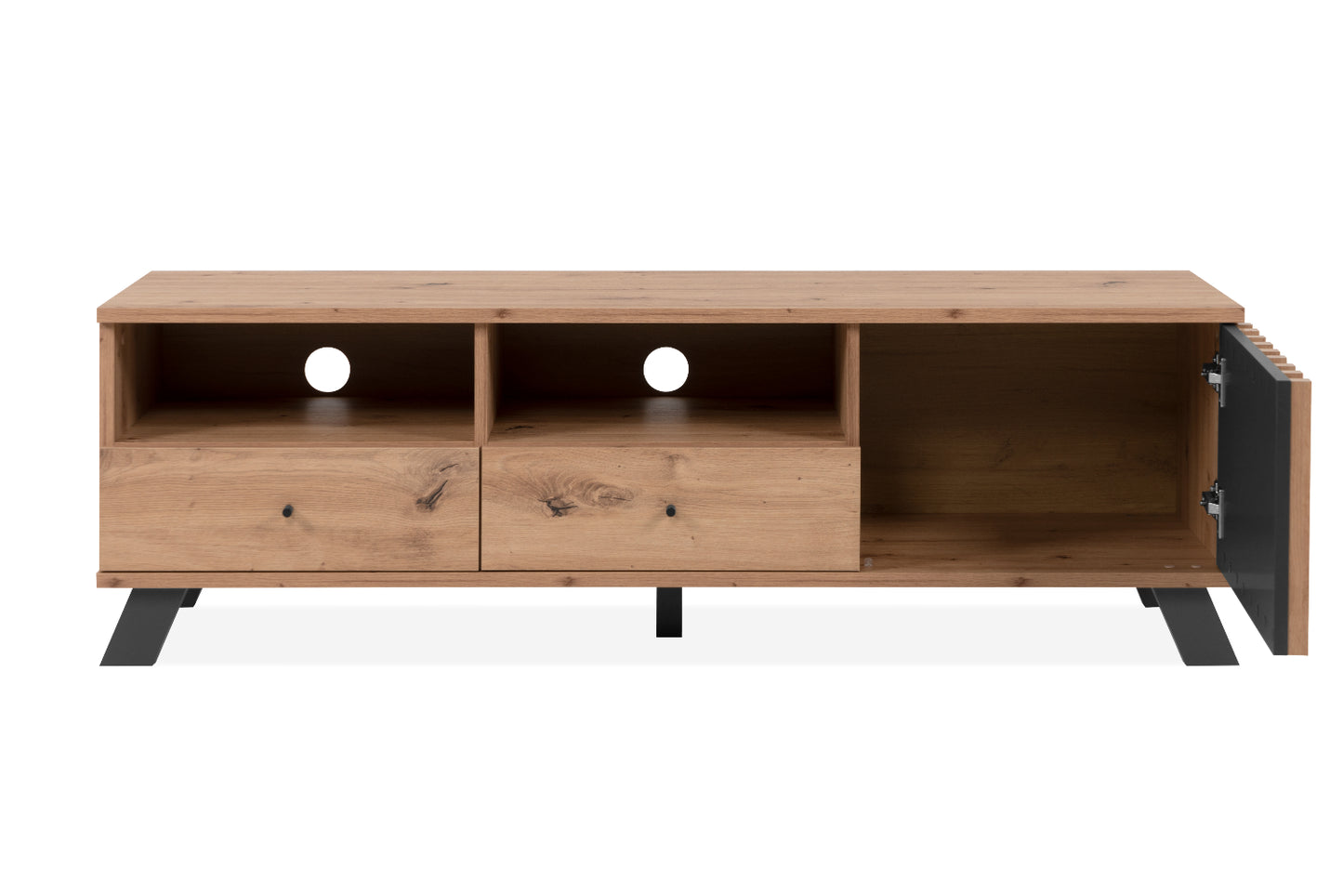 Wohnzimmer-Set Finori Medan Artisan-Oak/Anthrazit mit Lamelenelementen 4-teilig