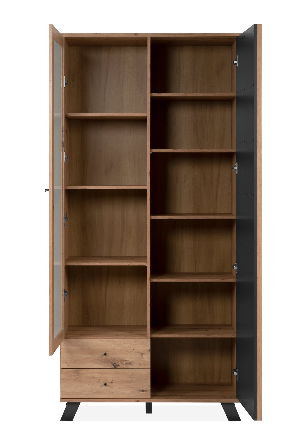 Wohnzimmer-Set Finori Medan Artisan-Oak/Anthrazit mit Lamelenelementen 4-teilig