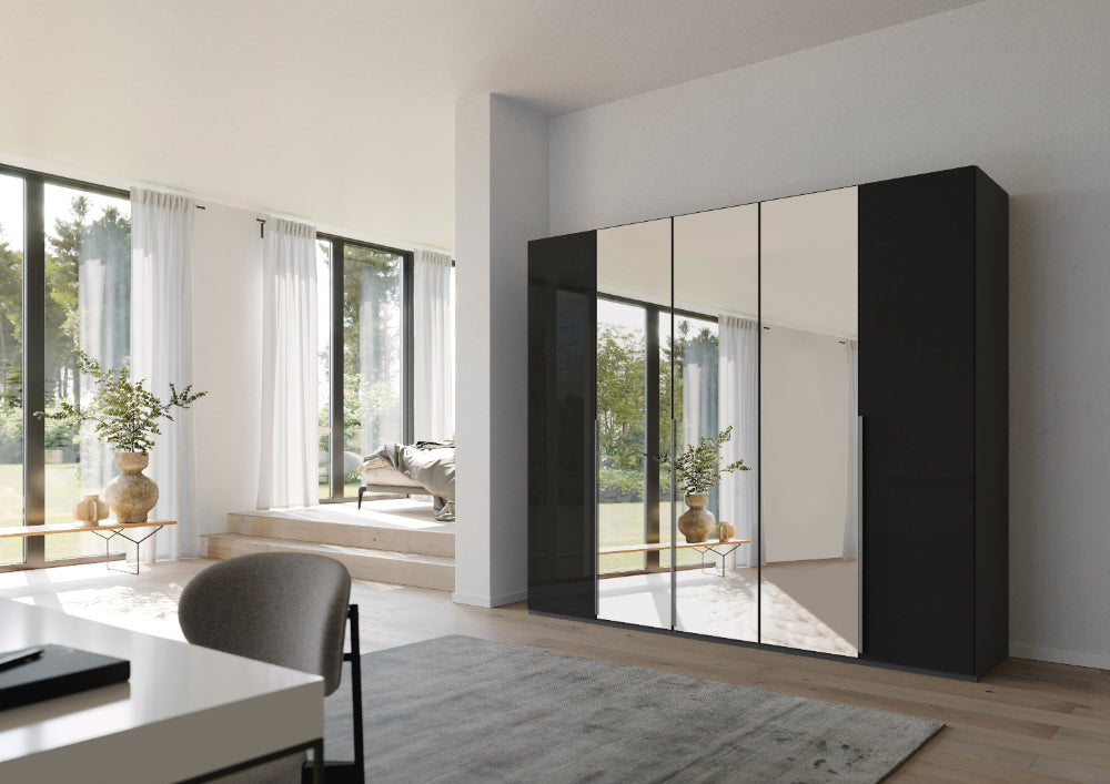 Drehtürenschrank Purisma mit Spiegeltüren und Glasfronten inkl. Premium Zubehör B/H/T ca. 150/200/250/300 x 223 x 60 cm