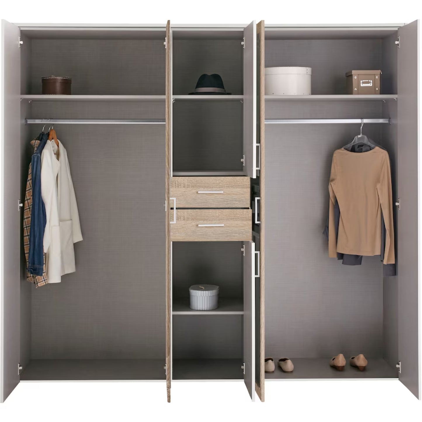 Drehtürenschrank Dillingen 5-türig mit 2 Spiegel und 2 Schubladen B/H/T ca. 225 x 208 x 58 cm