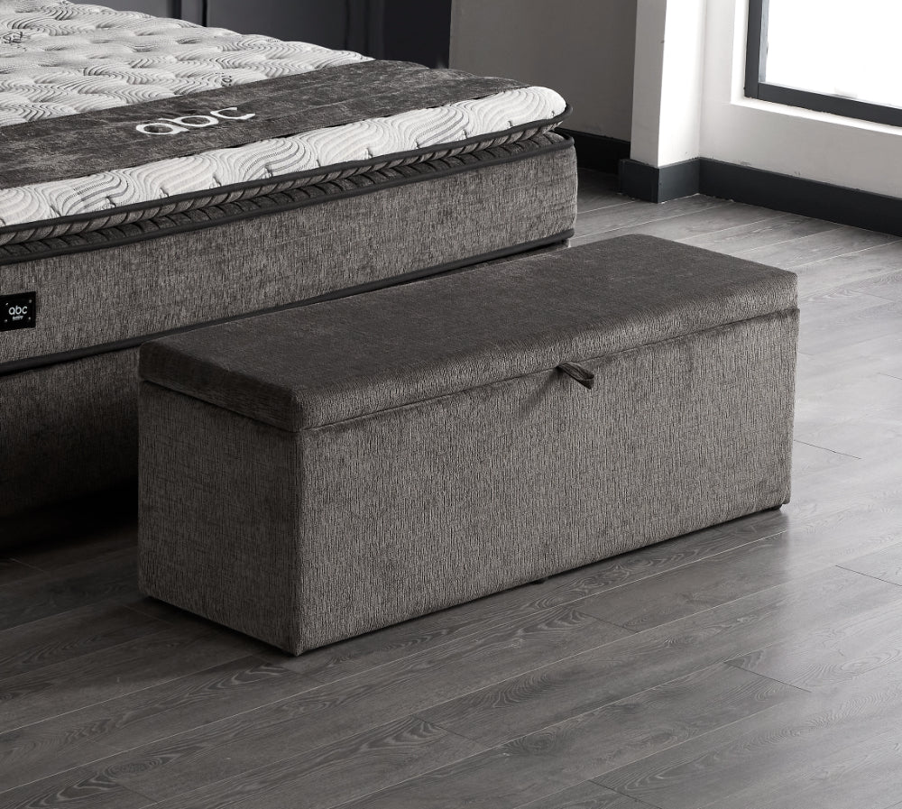 Boxspringbett Carlos Grau Voll-orthopädisches Komfortbett mit Bettkasten, Stauraum, inkl. kostenlose Lieferung und Montage