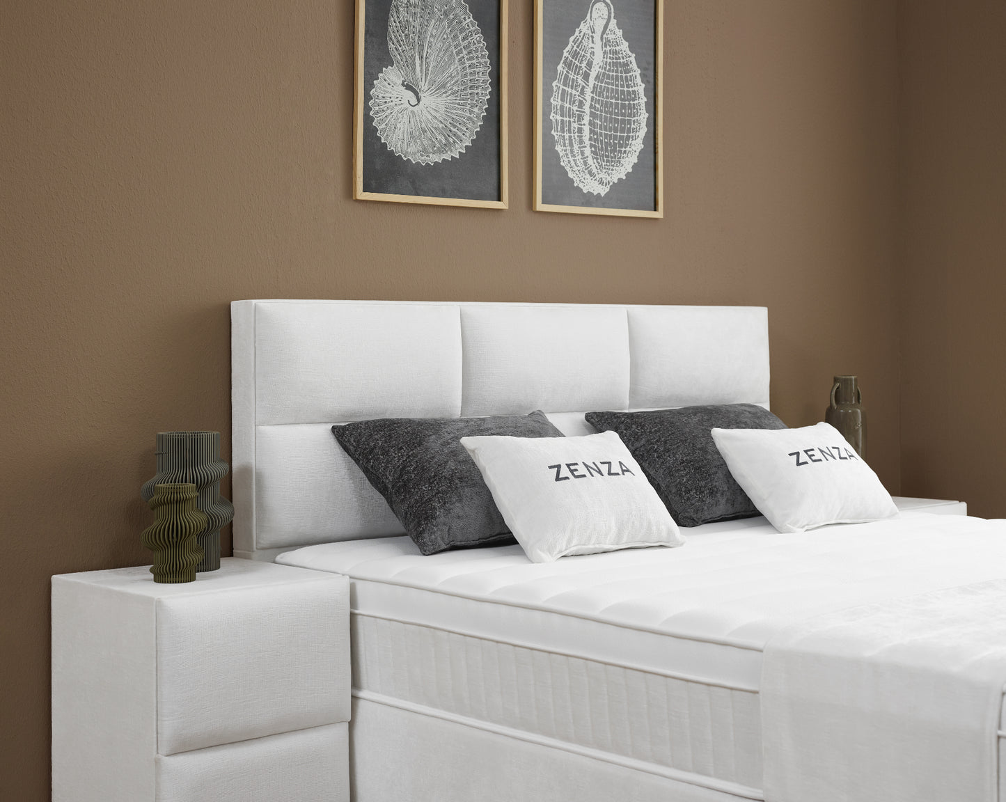 Boxspringbett Zenza Cremeweiß Voll-orthopädisches Komfortbett mit Bettkasten, Stauraum, inkl. kostenlose Lieferung und Montage