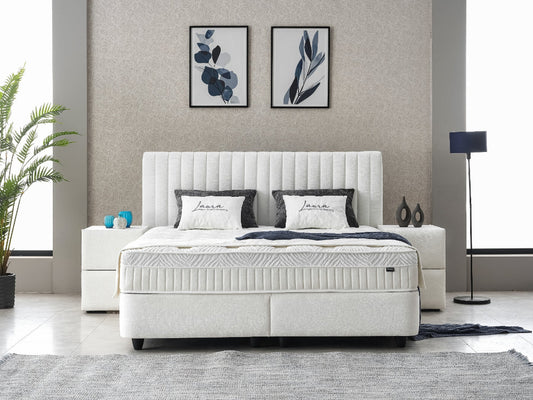 Boxspringbett Laura Cremweiß - mit Bettkasten & Stauraum, inkl. Lieferung & Montage