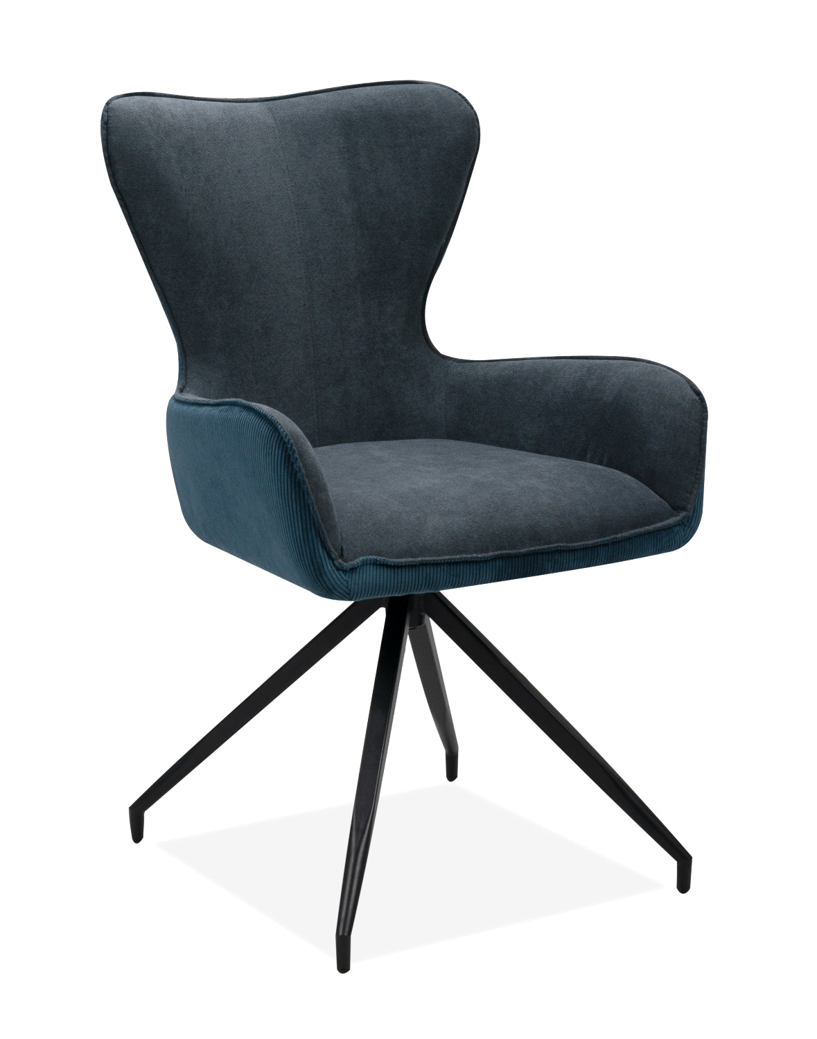 Finori Polsterstuhl Blake 70A mit Armlehnen drehbar Cord Dunkelblau/Dunkelgrau B/H/T ca. 58 x 91 x 63 cm