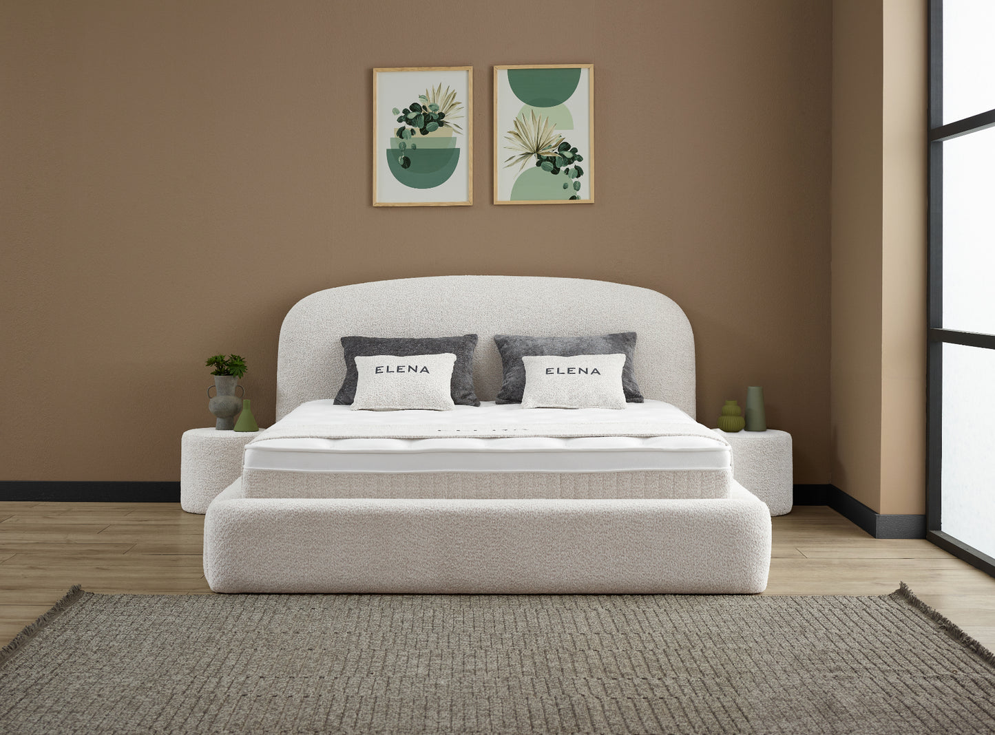 Boxspringbett Elena Cremeweiß Voll-orthopädisches Komfortbett mit Bettkasten, Stauraum, inkl. kostenlose Lieferung und Montage
