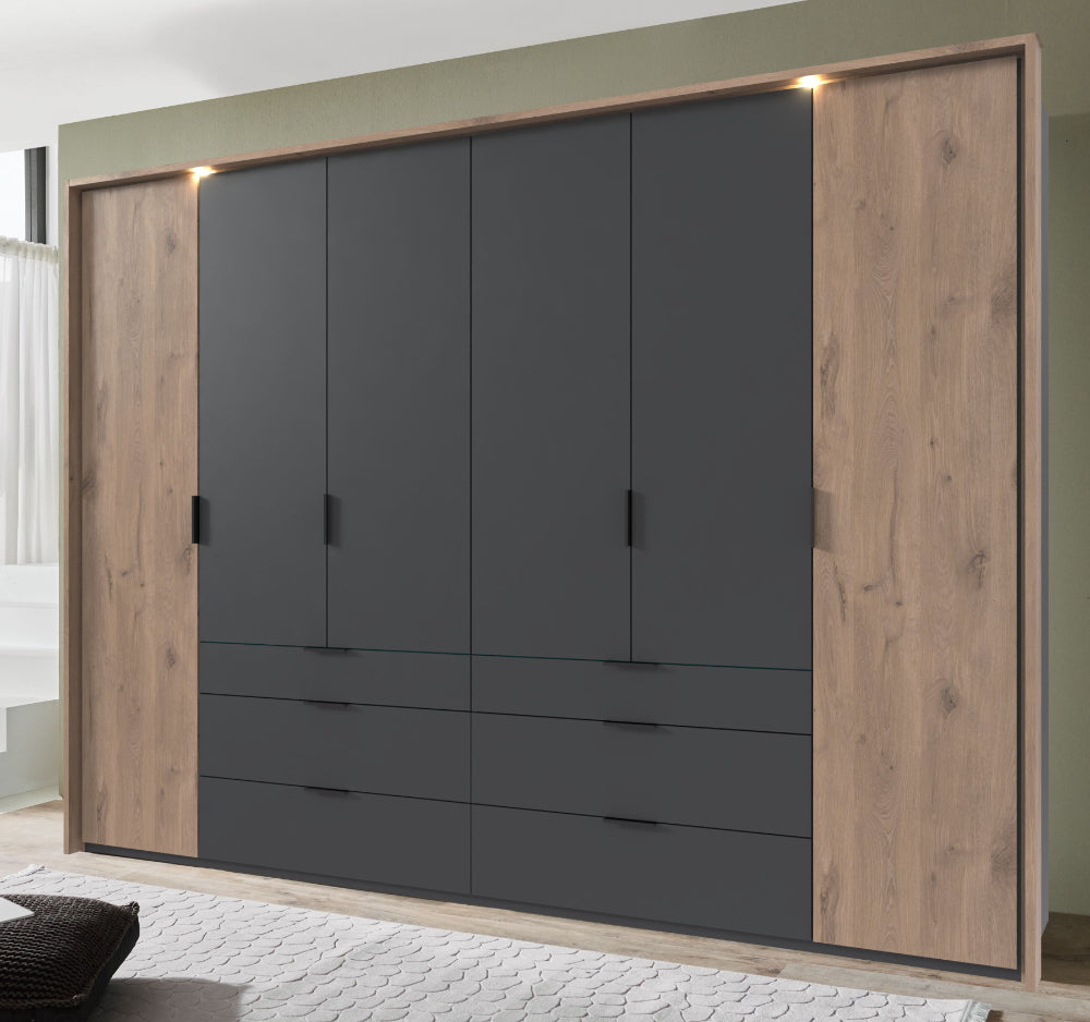 Drehtürenschrank Burgos mit Schubladen B/H/T ca. 200/250/300 x 216 x 58 cm
