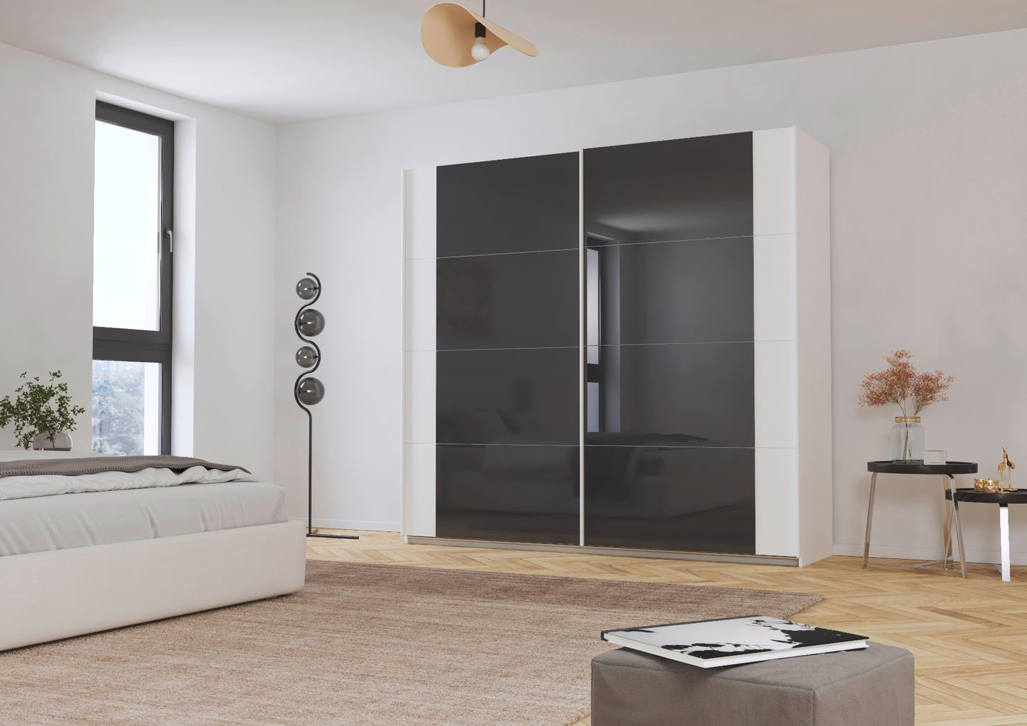 Schwebetürenschrank Artemis 2-türig Farbglastüren B/H/T 225 x 210 x 62 cm