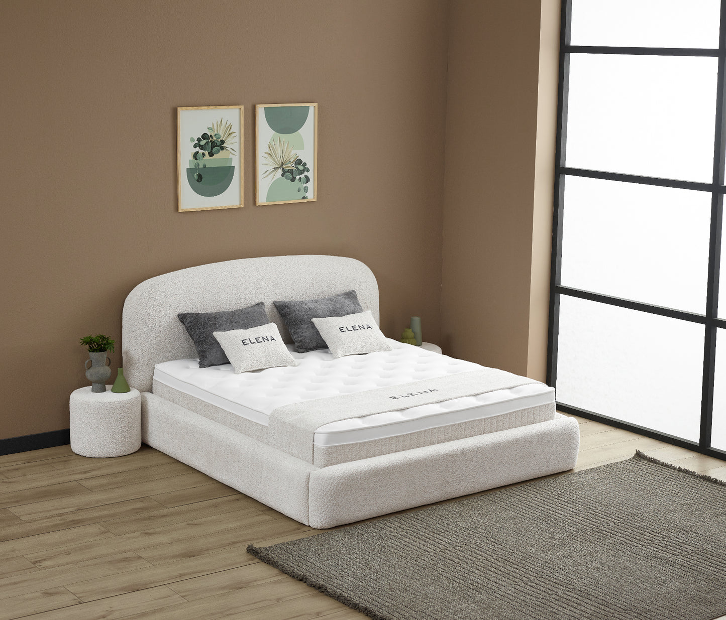 Boxspringbett Elena Cremeweiß Voll-orthopädisches Komfortbett mit Bettkasten, Stauraum, inkl. kostenlose Lieferung und Montage