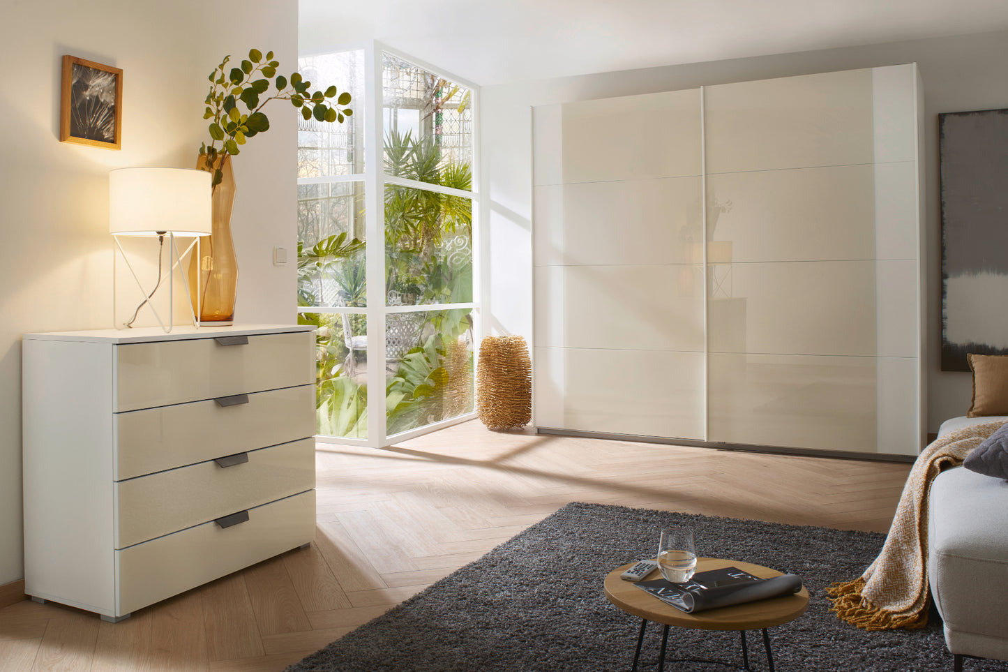 Schwebetürenschrank Artemis 2-türig Farbglastüren B/H/T 180 x 210 x 62 cm