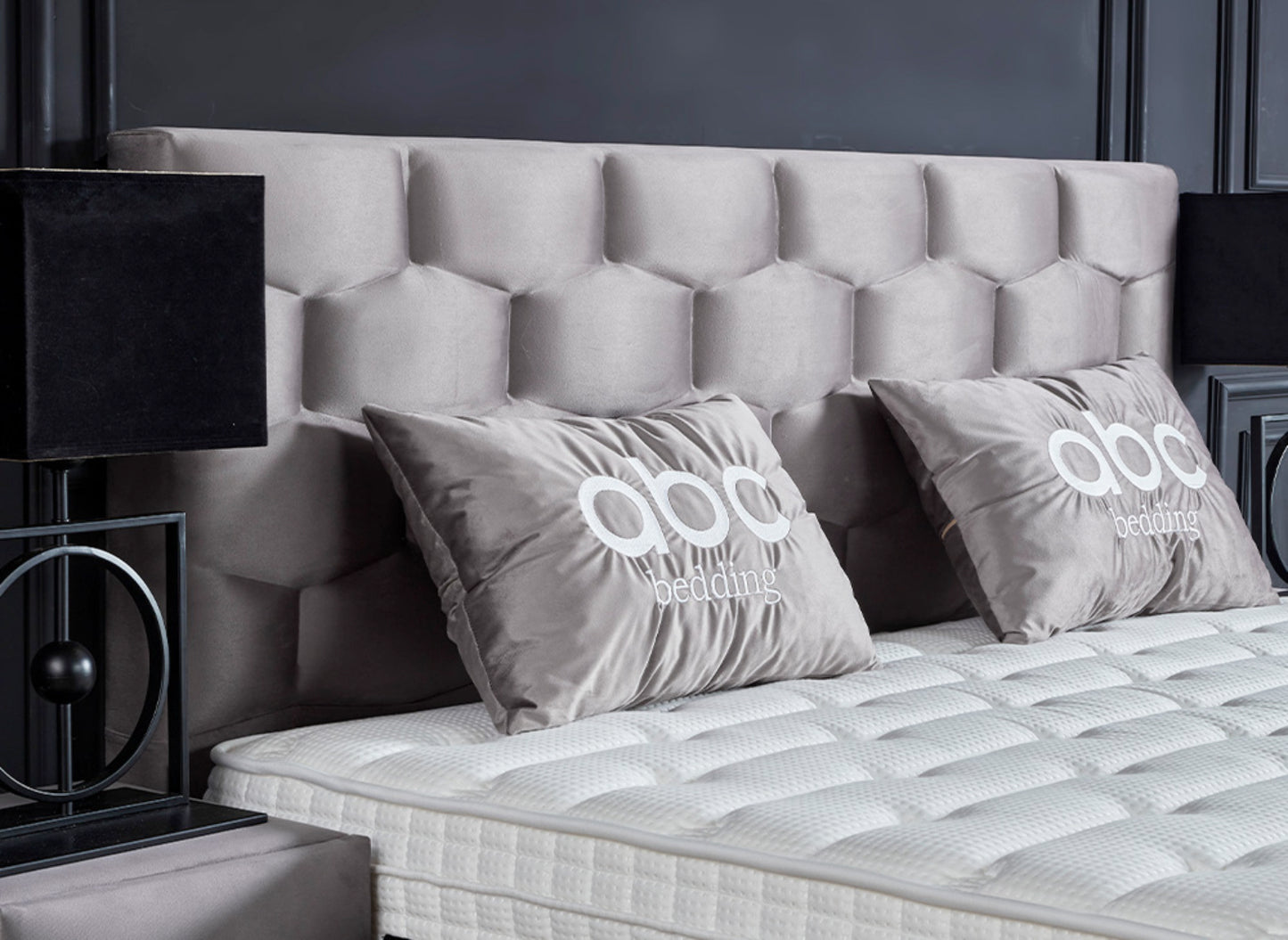 Boxspringbett Palermo Grau Voll-orthopädisches Komfortbett mit Bettkasten, Stauraum, inkl. kostenlose Lieferung und Montage