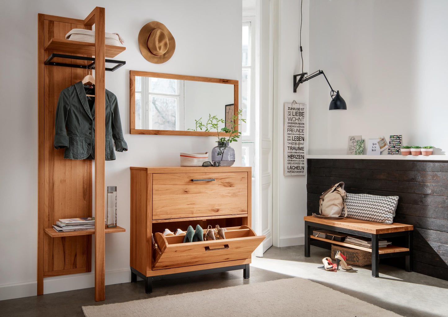 Garderobenkommode Brest Wildeiche/ Kernbuche massiv mit 4 Schubladen B/H/T 50 x 79 x 38 cm