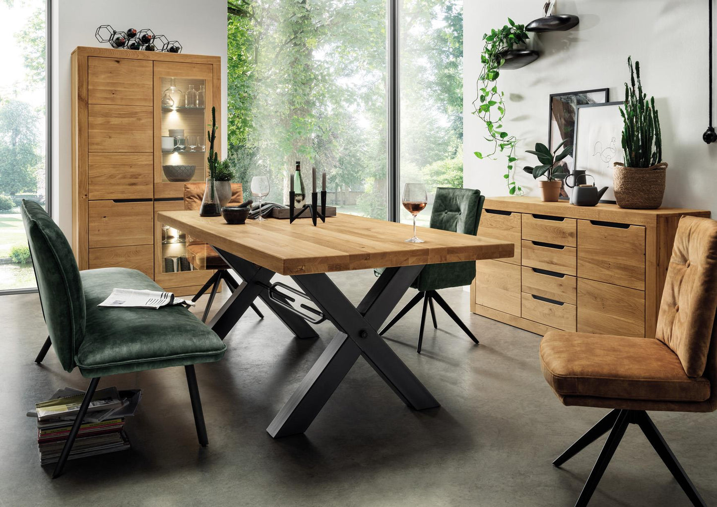 Infantil Basel Sideboard Wildeiche massiv mit 2 Türen und 4 Schubladen Breite 160 cm x 82 cm