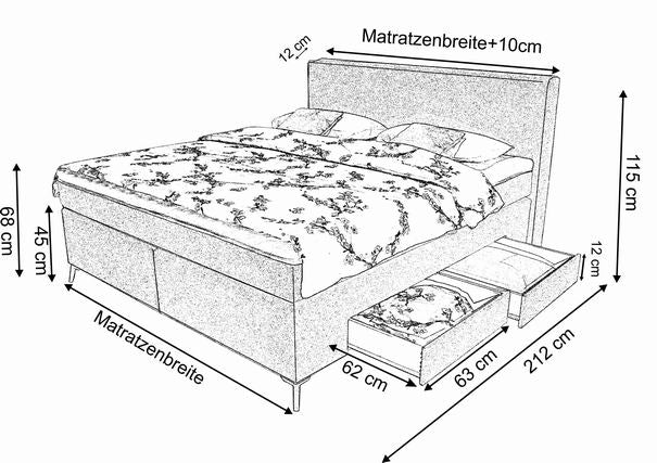 Boxspringbett KS Voyage S, Komfortbett mit 4 Schubladen, inkl. Lieferung und Montage