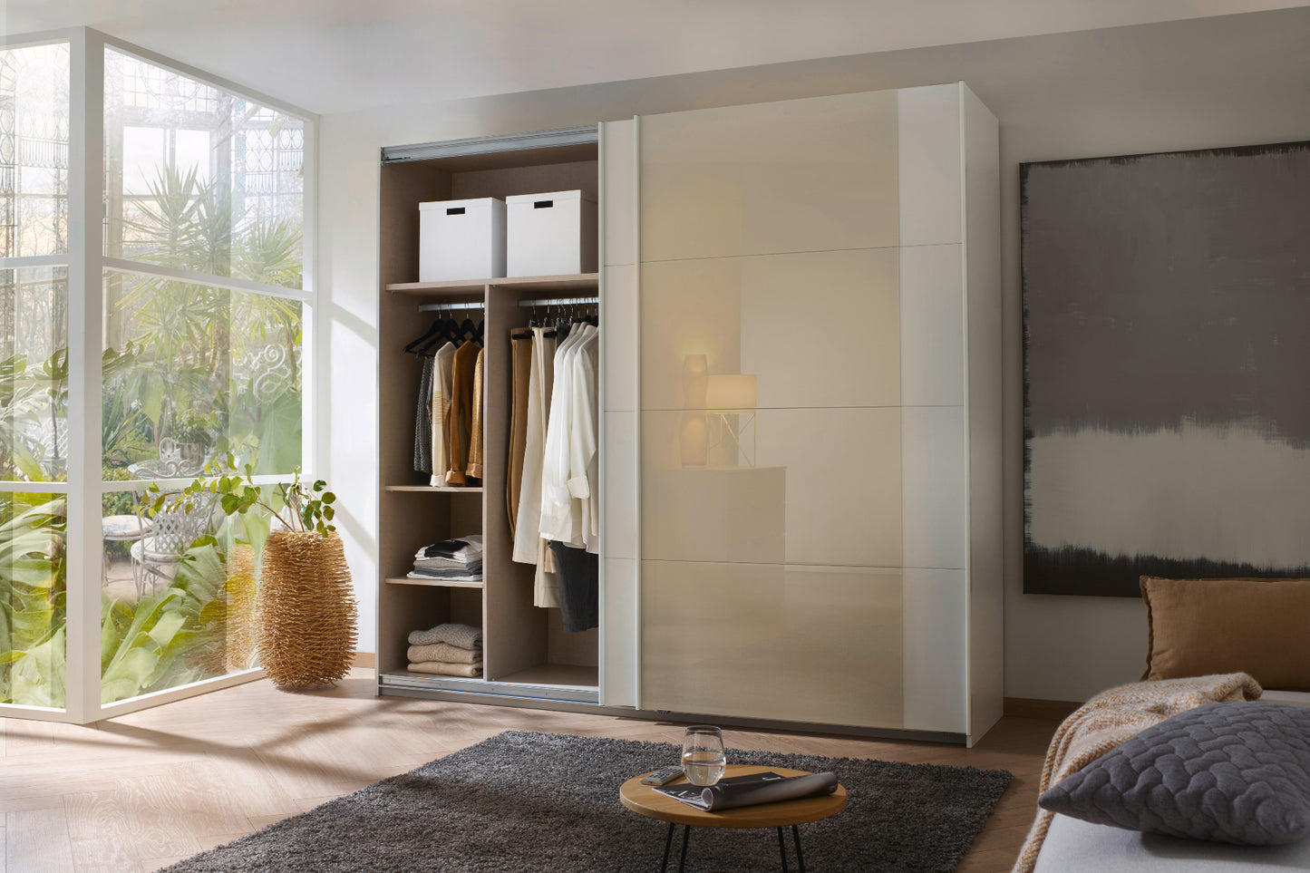 Schwebetürenschrank Artemis 2-türig Farbglastüren B/H/T 225 x 210 x 62 cm