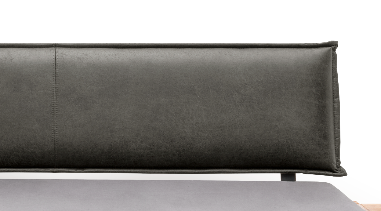 TPT Balkenbett 820-IX mit Stoffkopfteil, Wildeiche massiv natur geölt Breite 140-200 x 200 cm