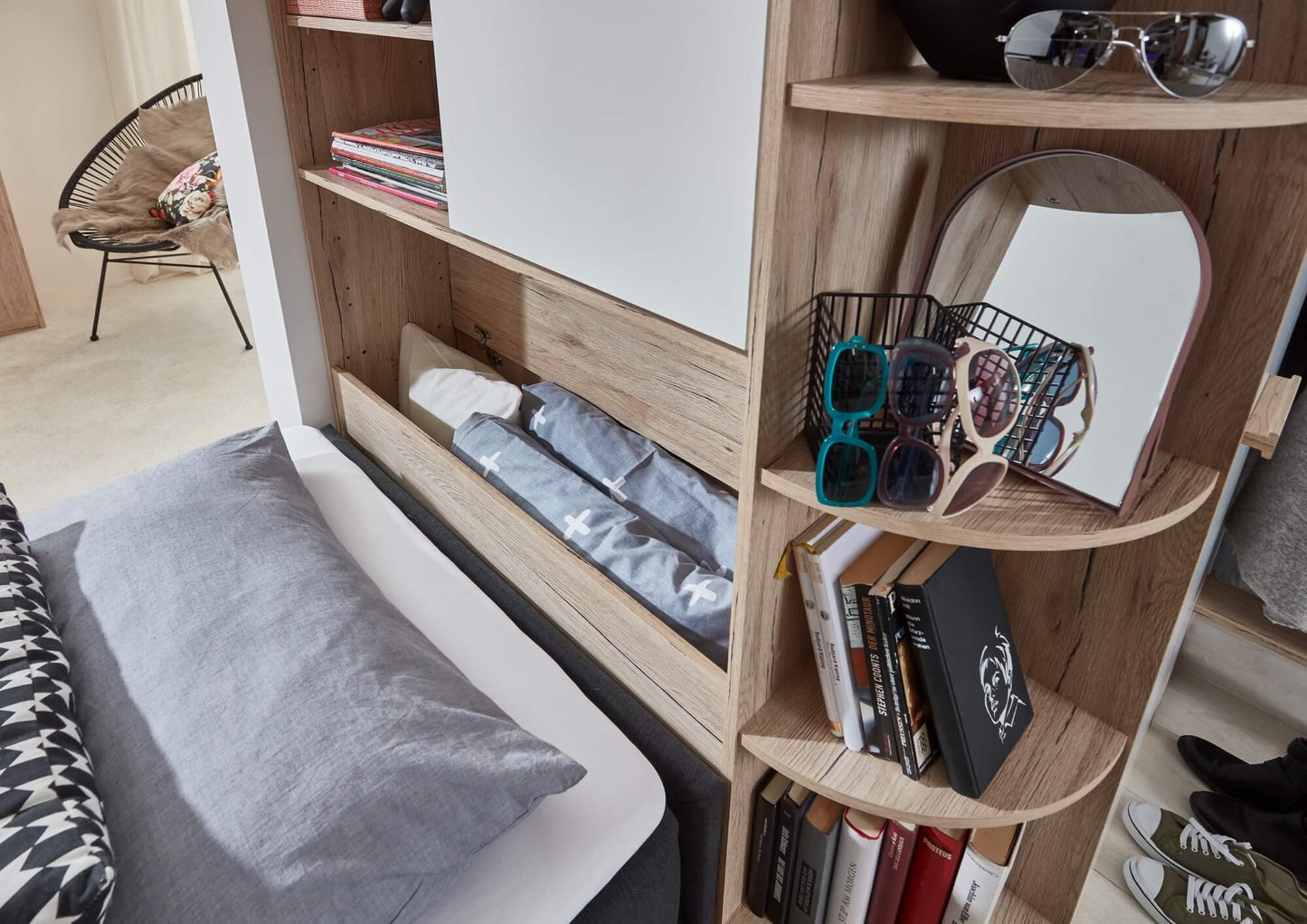 Wimex Kinder Kleiderschrank/Eckschrank Cariba mit Bettkasten begehbar B/H/T ca. 124 x 199 x 148 cm